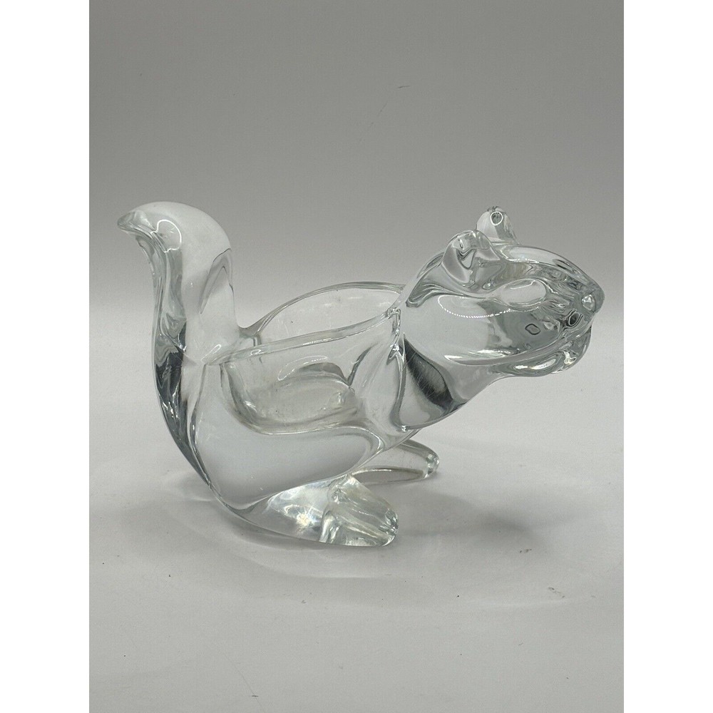 Vtg CAROLE STUPELL SQUIRREL Figural Nut Bowl / Candy Dish, Clear Crystal